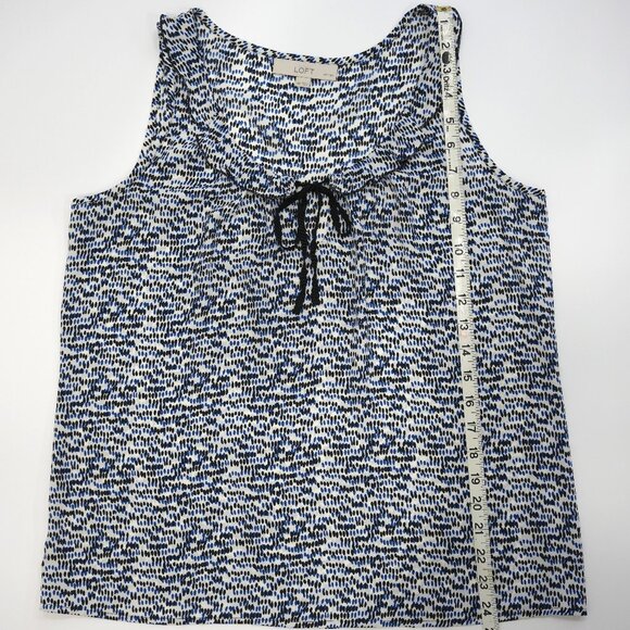 Ann Taylor Loft Women's Camisole Tie Front Blue White Black Size Medium Petite - Picture 12 of 13